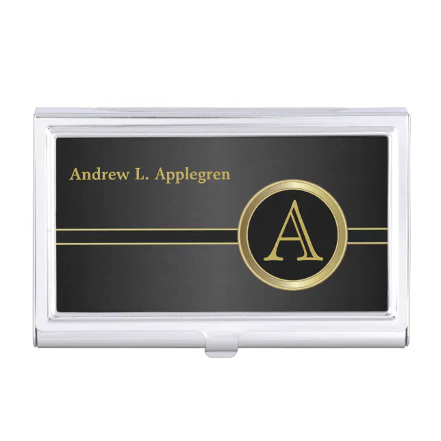 Executive Monogram - Classic Black Case For Business Cards | Zazzle