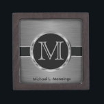 Executive Monogram Design | Black Brush Steel Gift Box<br><div class="desc">Keepsake Gift Box ready for you to personalize. ✔NOTE: ONLY CHANGE THE TEMPLATE AREAS NEEDED! 😀 If needed, you can remove the text and start fresh adding whatever text and font you like. 📌If you need further customization, please click the "Click to Customize further" or "Customize or Edit Design" button...</div>