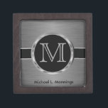 Executive Monogram Design | Black Brush Steel Gift Box<br><div class="desc">Keepsake Gift Box ready for you to personalize. ✔NOTE: ONLY CHANGE THE TEMPLATE AREAS NEEDED! 😀 If needed, you can remove the text and start fresh adding whatever text and font you like. 📌If you need further customization, please click the "Click to Customize further" or "Customize or Edit Design" button...</div>