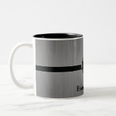 Executive Monogram Design - Black Brush Steel Two-Tone Coffee Mug (Left)