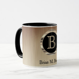 Executive Monogram Design - Citrine Brush Steel Mug
