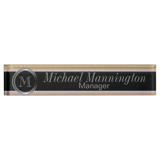 Executive Monogram Design Citrine Brush Steel Nameplate Zazzle Com