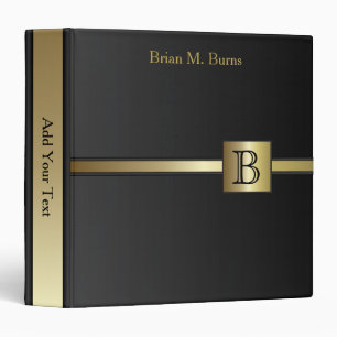 Executive Monogram Design - Classic Black Binder