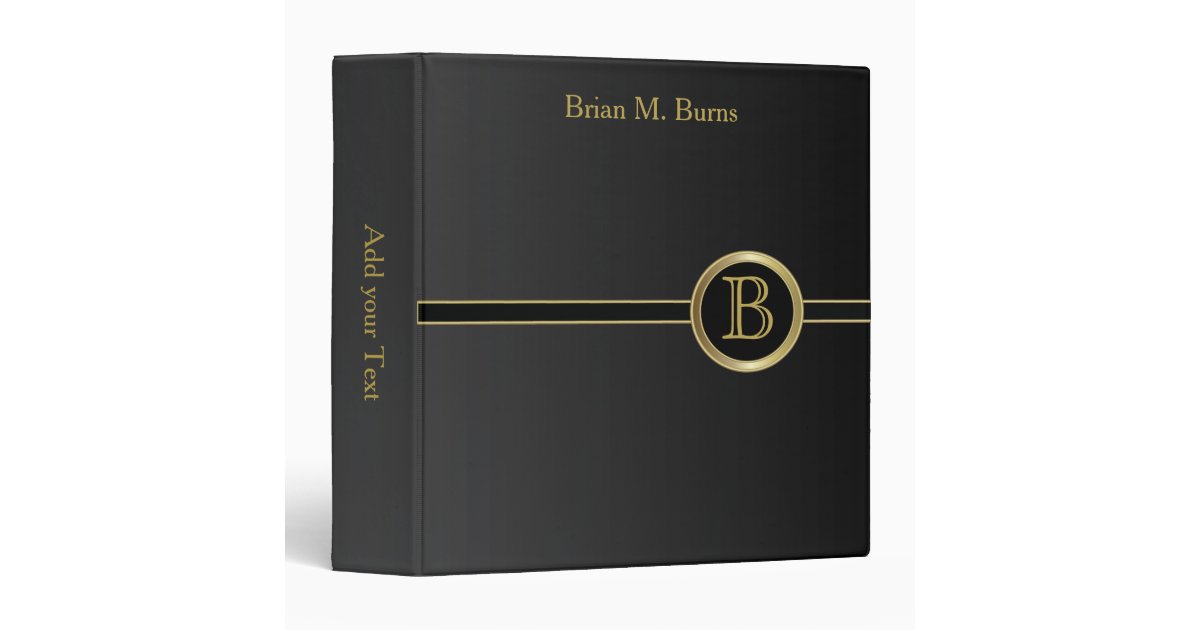 Executive Monogram Design - Classic Black Binder | Zazzle