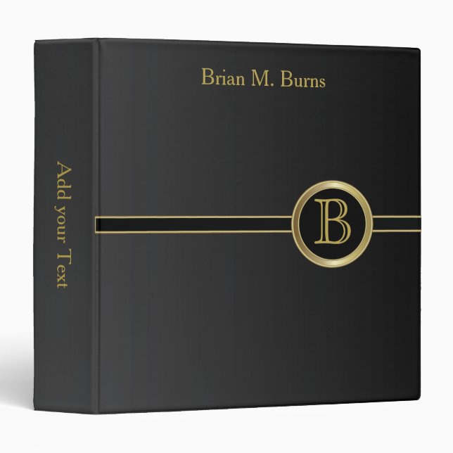 Executive Monogram Design - Classic Black Binder (Front/Spine)