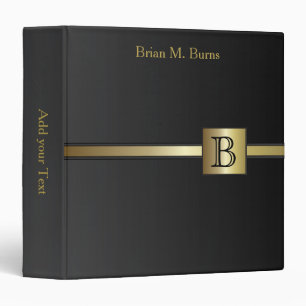 Executive Monogram Design Classic Black Binder