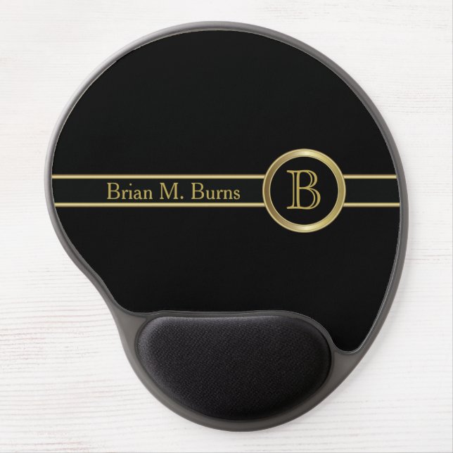 Executive Monogram Design | Classic Black Gel Mouse Pad (Front)