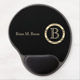 Executive Monogram Design Classic Black Sheen Gel Mouse Pad