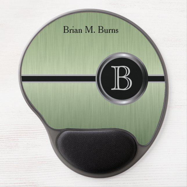 Executive Monogram Design | Peridot Brush Steel Gel Mouse Pad (Front)