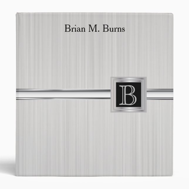 Executive Monogram Design - Steel Brush Gray Binder (Front)