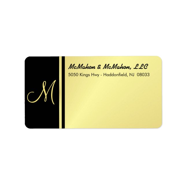 Executive Monogram Labels - Gold & Black (Front)