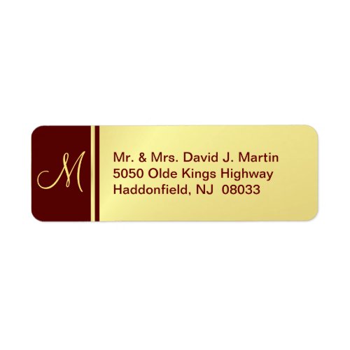 Executive Monogram Labels _ Gold  Burgundy