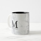 Executive Monogram White Gray Marble Two-Tone Coffee Mug (Front Left)
