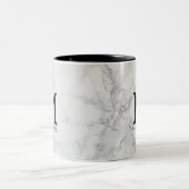 Executive Monogram White Gray Marble Two-Tone Coffee Mug (Center)
