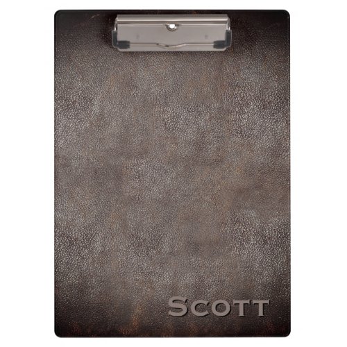 Executive Monogrammed Rustic Brown Leather Look Clipboard