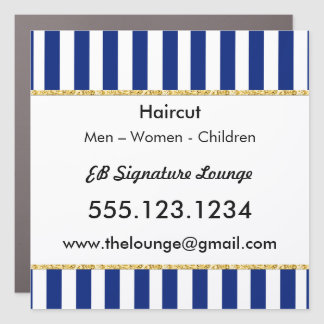 Executive Navy Blue, Gold Stripes Grooming Service Car Magnet