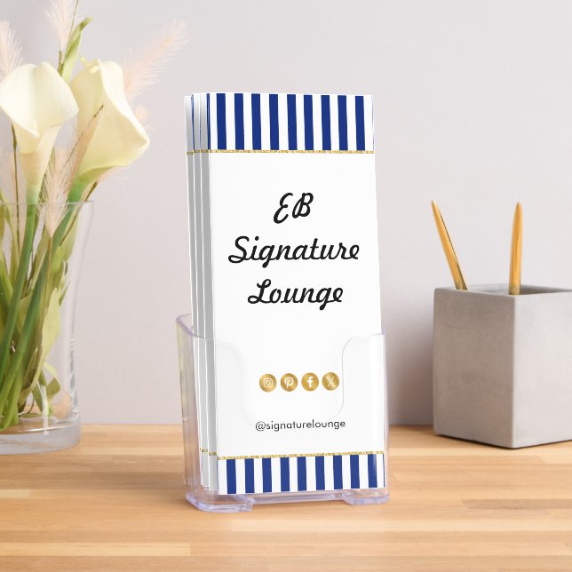 Executive Navy Blue Stripes & Gold 18 Services Brochure (Insitu)