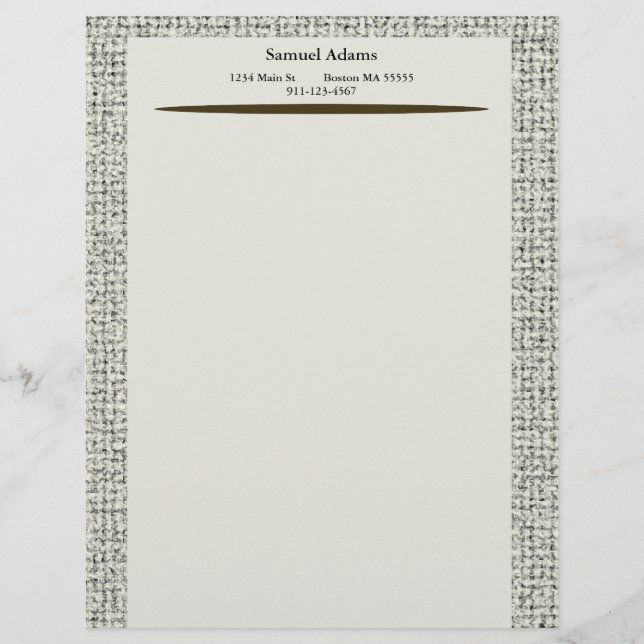Executive Nubby Personalized Masculine Letterhead (Front)