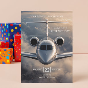 Executive Private Jet Plane Birthday Party Invitation