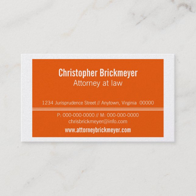 Executive Professional Business Card, Orange Card (Front)