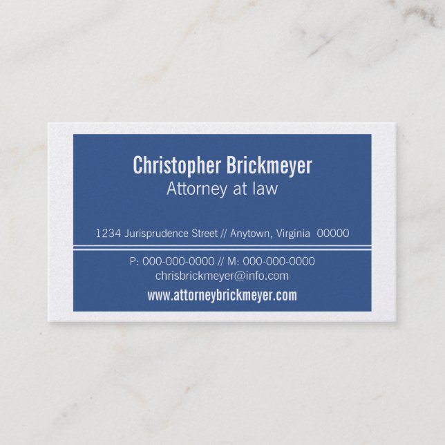 Executive Professional Business Card, Royal Blue Business Card (Front)
