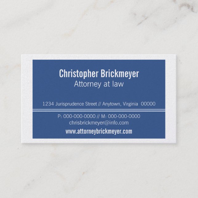Executive Professional Business Card, Royal Blue Card (Front)