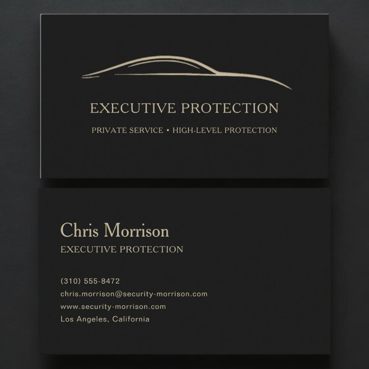 Executive Protection Bodyguard Black Gold Business Card