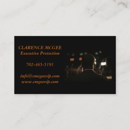 Customizable Executive Protection Business Cards