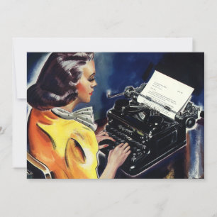 Executive Secretary Typing Letter Office Party Invitation