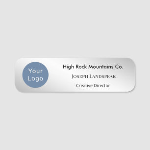 Executive Silver Metallic & Custom Logo  Name Tag