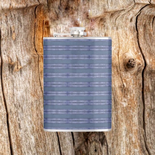 Executive Striped Blue  Flask (This Executive Striped Blue Flask, fits right into this woody setting!)