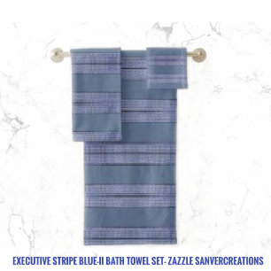 Executive Striped Blue II Bath Towel Set