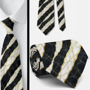 Executive Tie   Luxury Marble B&W + Gold
