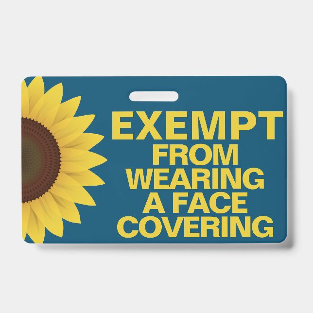 Exempt From Face Coverings Sunflower Badge (Front)