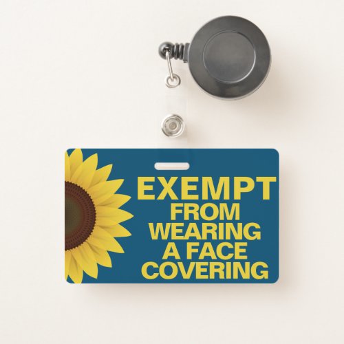 Exempt From Face Coverings Sunflower Badge