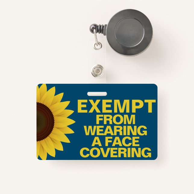 Exempt From Face Coverings Sunflower Badge (Front with Retractable)