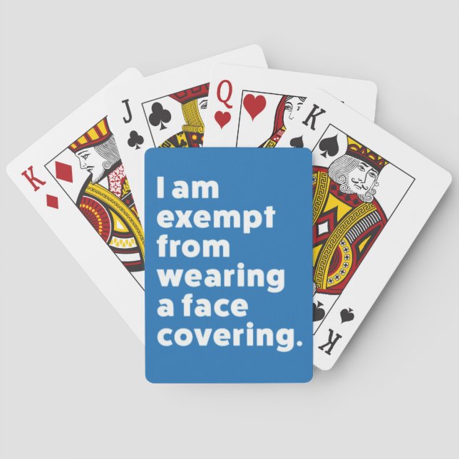 Exempt From Wearing a Face Covering Poker Cards (Back)
