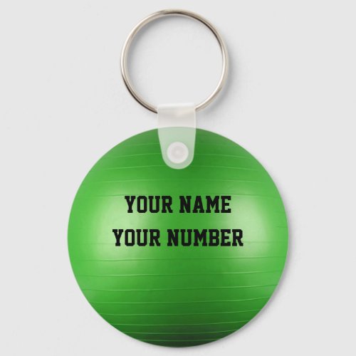 Exercise Ball Keychain ID Tag YOUR NAME  Number