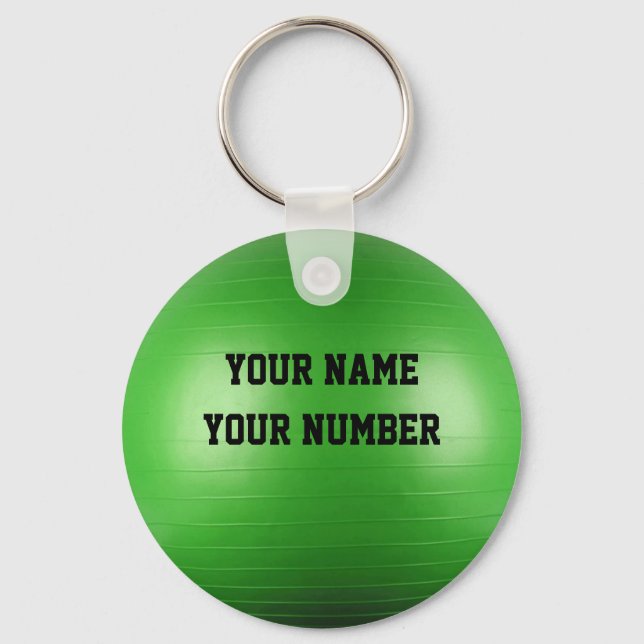 Exercise Ball Keychain ID Tag YOUR NAME & Number (Front)