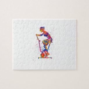 Exercise bike exercise in watercolor jigsaw puzzle