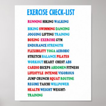 Exercise Check-list Gym Weight Health Heart Cancer Poster by KOOLSHADES at Zazzle