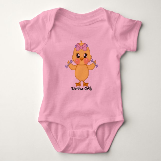 Exercise Chick (customizable) Baby Bodysuit (Front)