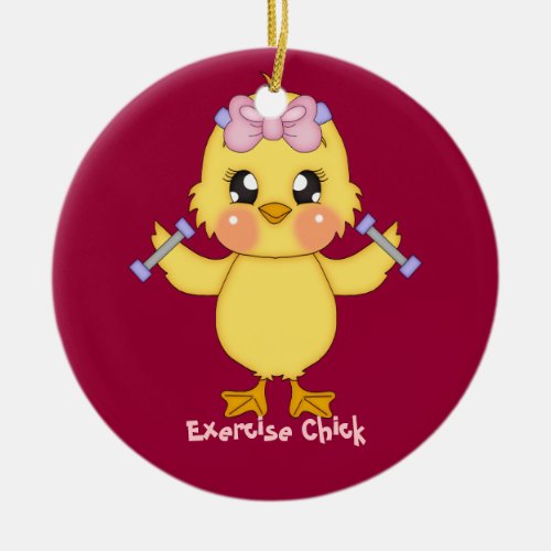 Exercise Chick customizable Ceramic Ornament