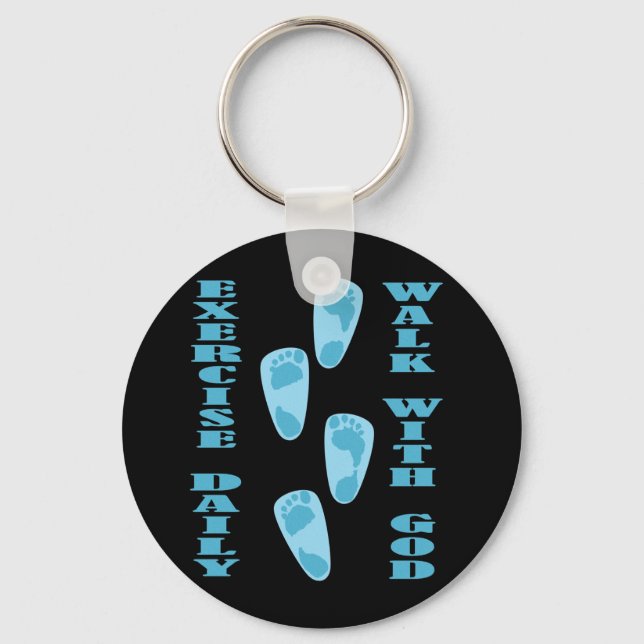 Exercise Daily - Walk with God (Matt 11:28-30) Keychain (Front)