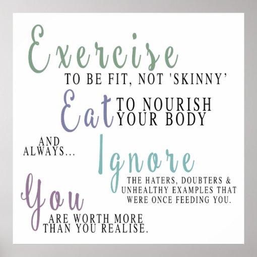 Exercise, Eat, Ignore Healthy Lifestyle Poster | Zazzle