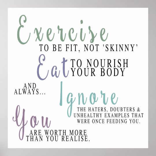 Exercise, Eat, Ignore Healthy Lifestyle Poster | Zazzle.com