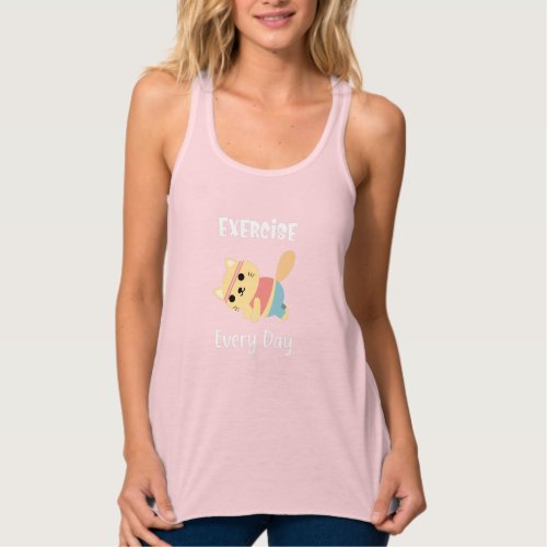 Exercise Every Day Cute Cat Gym Workout Tank Top