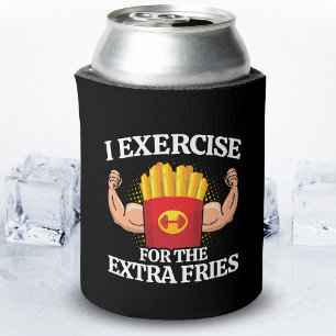 Exercise Extra Fries - Funny Workout Fitness Meme Can Cooler