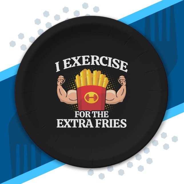 Exercise Extra Fries - Funny Workout Fitness Meme Paper Plates (Creator Uploaded)