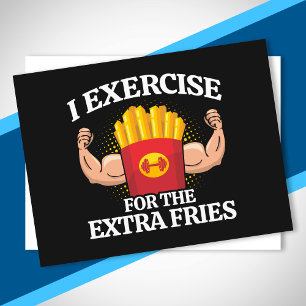 Exercise Extra Fries - Funny Workout Fitness Meme Postcard